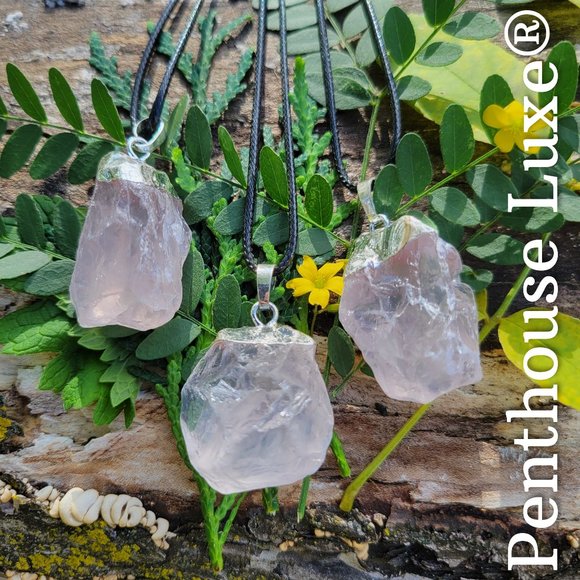 FINAL DAY!! REAL Rose Quartz Pendant Silver Necklace - Picture 3 of 6